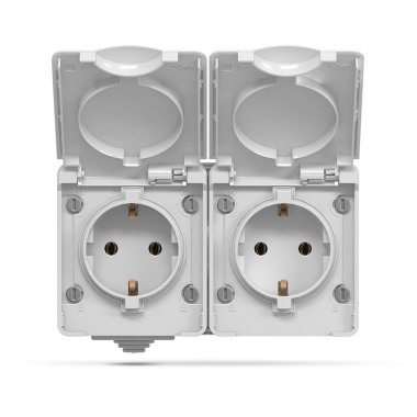 IP65 Розетка зовнішня подвійна із заземленням сіра VIDEX BINERA - фото №2