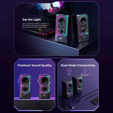 Стерео колонки ігрові HAVIT SK219 6W USB+BT RGB Black+Gray - photo №7