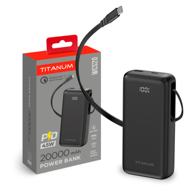 Павербанк 20000mAh TITANUM WCS20 PD45W Black - фото