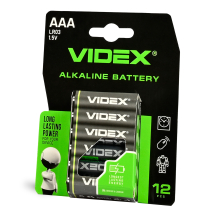 Батарейка лужна VIDEX LR03/AAA 12шт BLISTER