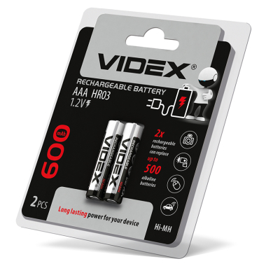 Акумулятори Videx HR03/AAA 600mAh double blister/2шт - фото №2