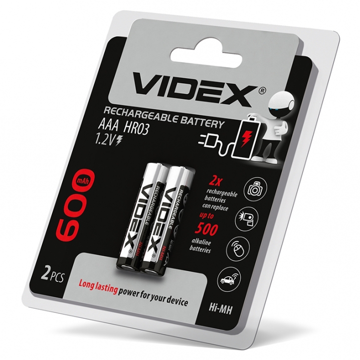 Акумулятори Videx HR03 / AAA 600mAh double blister/2шт