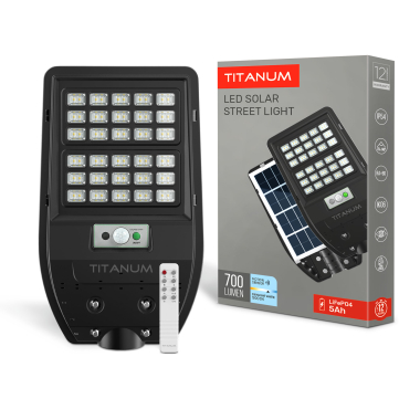 LED світильник сонячний IP54 TITANUM 700Lm 5000K Сенсорний - фото
