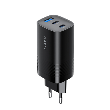 Зарядний пристрій HAVIT UC20 GaN 67W USB-A+2xUSB-C Black - фото