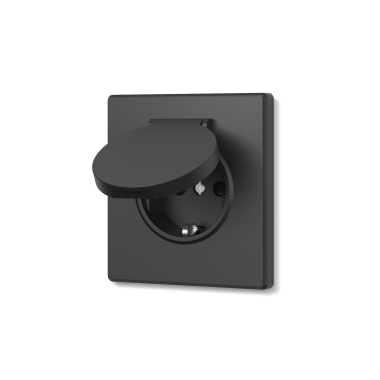 Single schuko socket with cover coal black VIDEX NOTA (VF-NT-SK1GC-BL) - photo