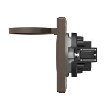 Розетка одинарна із заземленням та кришкою мокко VIDEX NOTA (VF-NT-SK1GC-BR) - фото №4