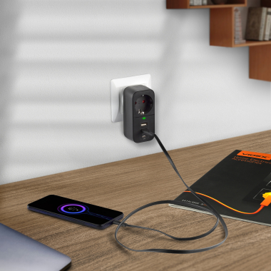 Мережевий адаптер VIDEX ONCORD з/з 1п 2.4A 2USB+USB-C Black - фото №7