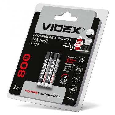 Аккумуляторы Videx HR03 / AAA 800mAh double blister/2шт