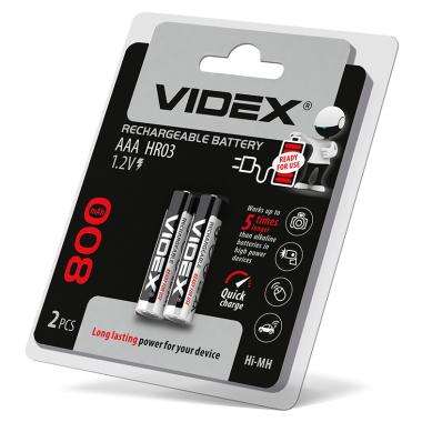 Акумулятори Videx HR03/AAA 800mAh double blister/2шт - фото №2