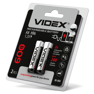 Акумулятори Videx HR6/AA 600mAh double blister/2шт - фото №2