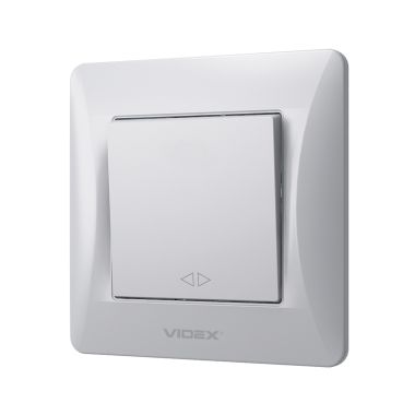 Вимикач одноклавішний проміжний срібний шовк VIDEX BINERA - фото №3