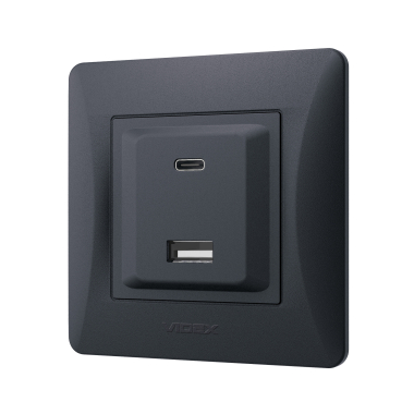 Розетка USB-A + USB-C PD20W чорний графіт VIDEX BINERA - фото №3