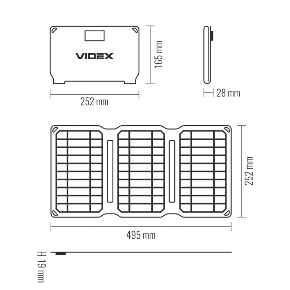 Портативний зарядний пристрій сонячна панель VIDEX VSO-F515UU 15W