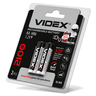Акумулятори Videx HR6/AA 2100mAh double blister/2шт - фото №2
