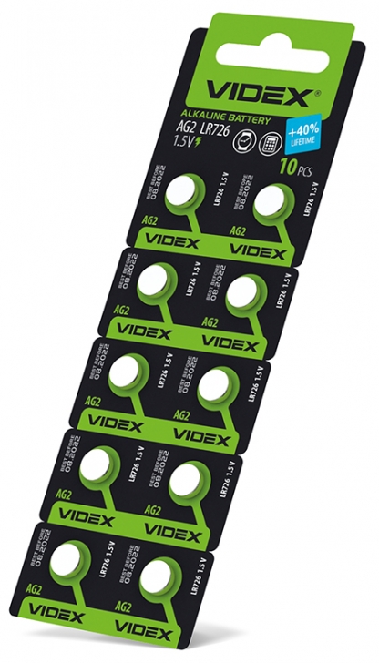 Батарейка годинникова Videx AG 2/LR726 BLISTER CARD 10 шт