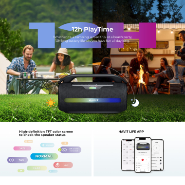 Портативна колонка HAVIT SK920BT IPX6 60W RGB Black - фото №10