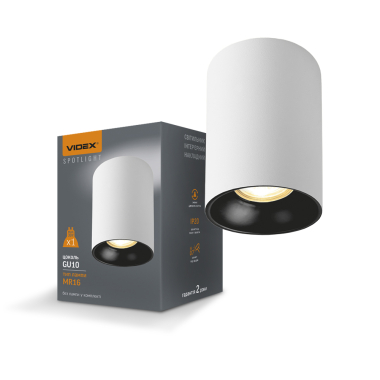 Світильник VIDEX під лампу GU10 накладний Білий + Чорний рефлектор VL-SPF14A-WB - фото