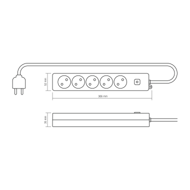 Мережевий подовжувач VIDEX ONCORD б/з 5п 2м з кнопкою White - фото №2