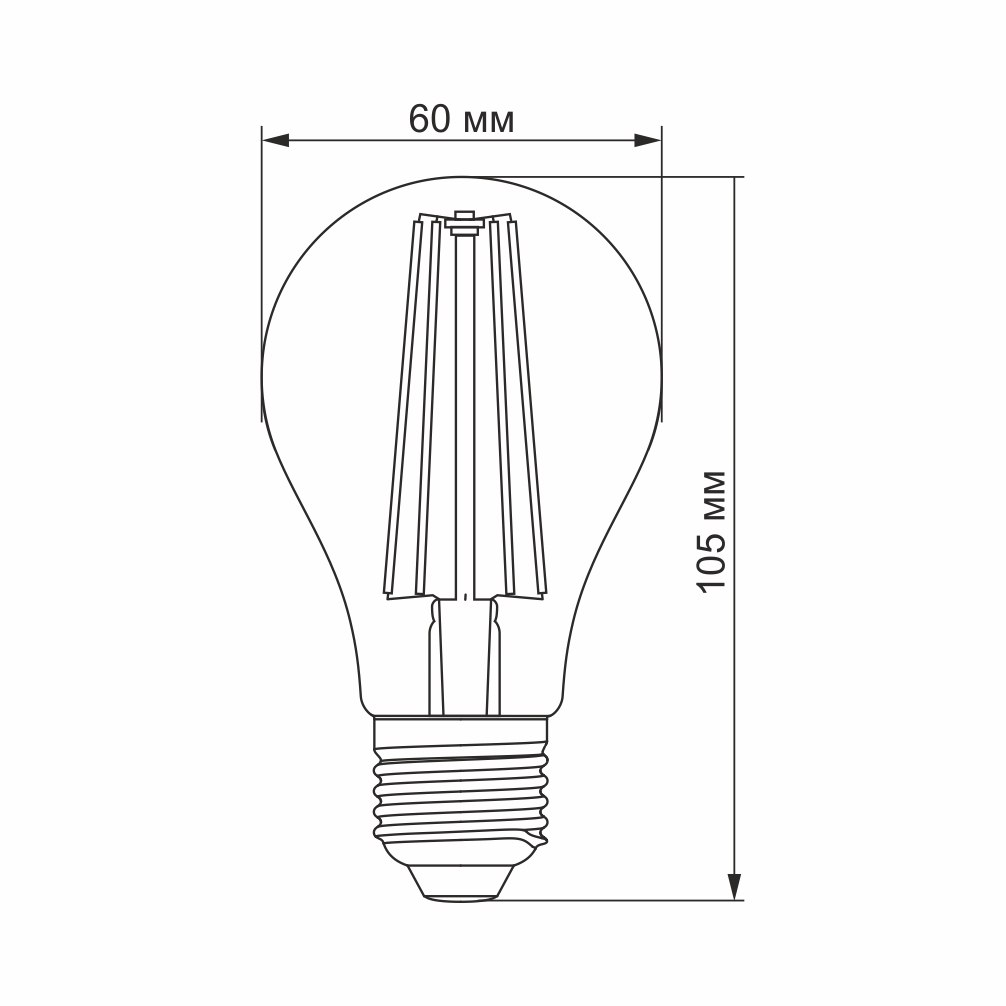 LED лампа VIDEX Filament A60FF 08W E27 1200K