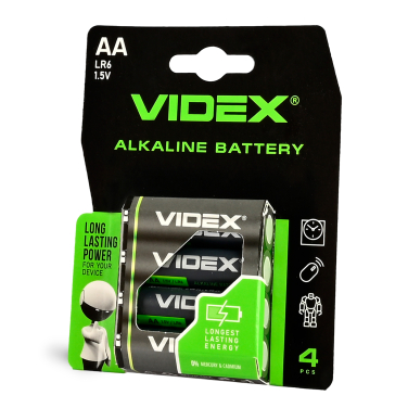 Батарейка лужна Videx LR6/AA 4шт Blister Card