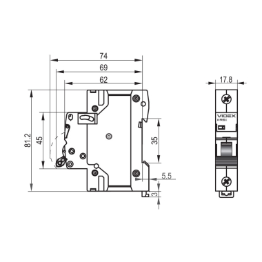 Автоматичний вимикач RS6 1п 32А 6кА С VIDEX RESIST - фото №4