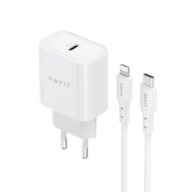 Зарядний пристрій HAVIT ST935 20W USB-C з кабелем USB-C - Lightning - фото