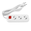Подовжувач мережевий без заземлення 3 гнізда з кнопкою 3м (2x1мм) білий TITANUM STANDARD - фото 
