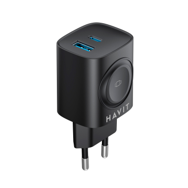 Зарядний пристрій HAVIT HV-UC132 22W USB-A+USB-C+Watch Charger Black - фото
