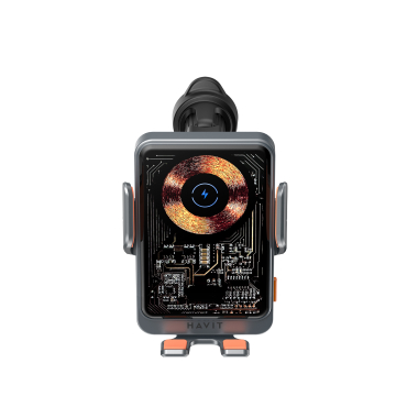 Автотримач з бездротовою зарядкою HAVIT W3033 15W Black/Silver - фото №3