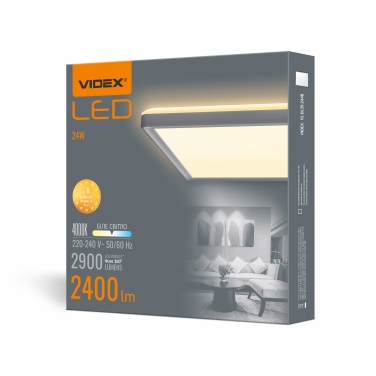 LED світильник з декоративною підсвіткою квадратний VIDEX DL3S 24W 4000K Білий