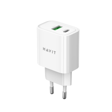 Зарядний пристрій HAVIT UC111 PRO 20W USB-A+USB-C White - фото