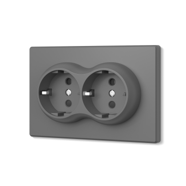 Double schuko socket grey graphite VIDEX NOTA (VF-NT-SK2G-GR) - photo