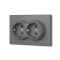 Розетка подвійна із заземленням сірий графіт VIDEX NOTA (VF-NT-SK2G-GR) - фото