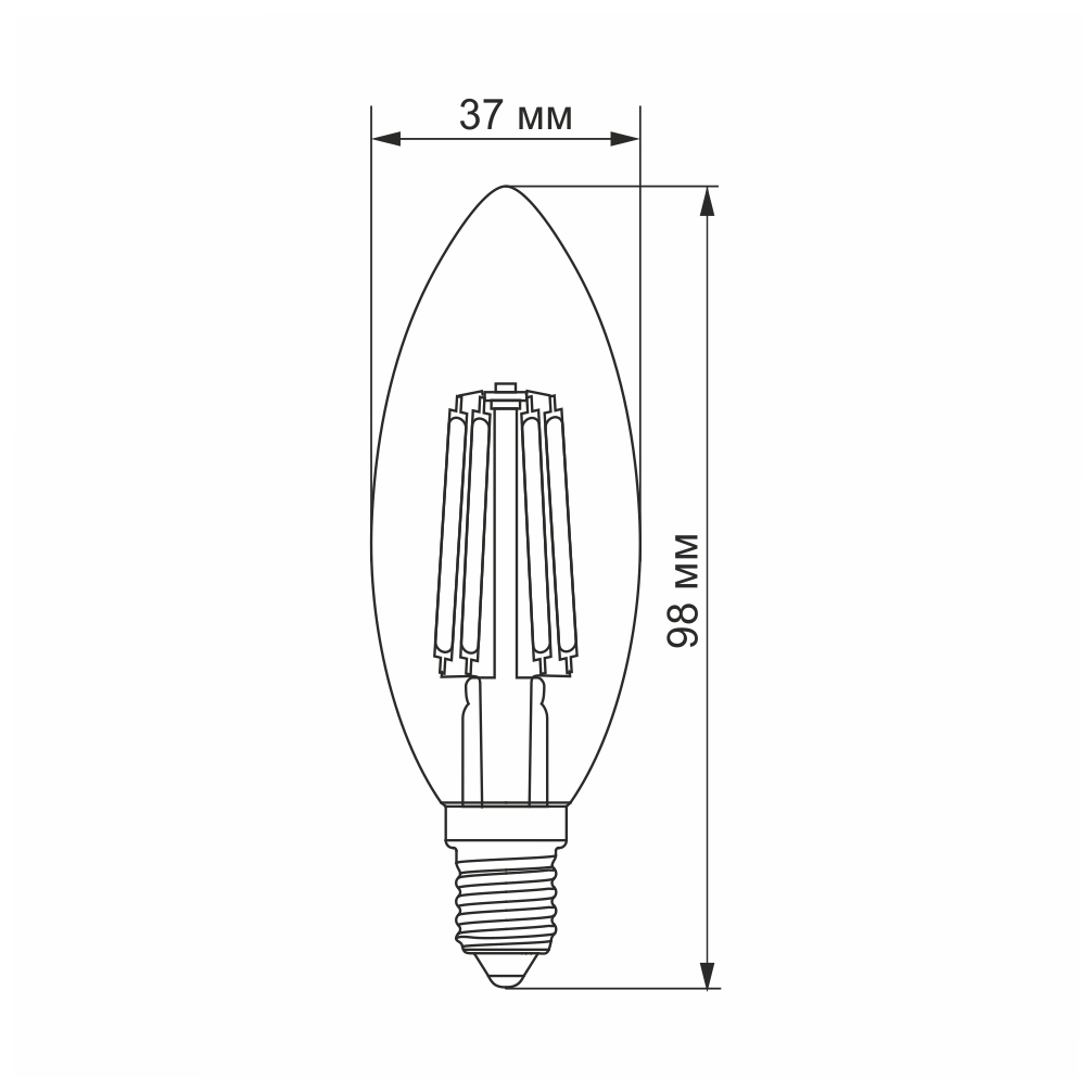 LED лампа VIDEX Filament C37FA 6W E14 2200K бронза