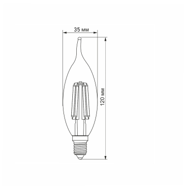 LED лампа VIDEX Filament C37Ft 6W E14 4100K - фото №3