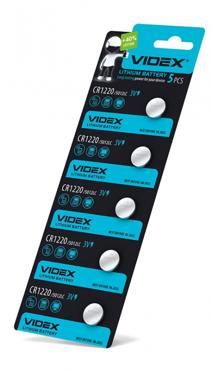 Батарейка літієва Videx CR1220 5шт BLISTER CARD