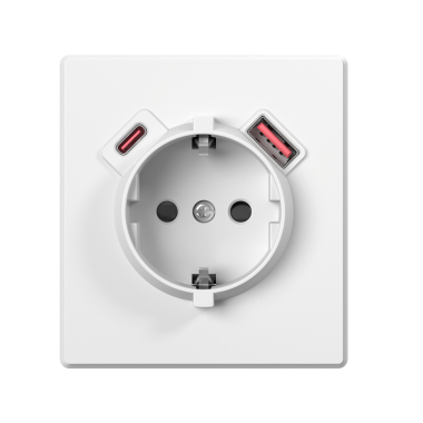 Розетка одинарна із заземленням USB-A+C 20W біла матова VIDEX NOTA (VF-NT-SK1GUC-WH) - фото №2