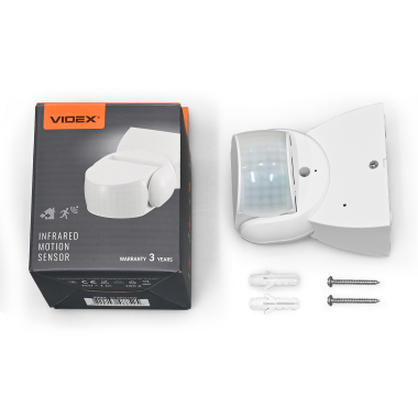 Датчик руху та освітленості VIDEX VL-SPW15W 220V 1200W IP65 інфрачервоний білий - фото №8