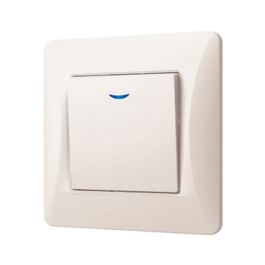 Вимикач одноклавішний з підсвіткою кремовий VIDEX BINERA - фото №3