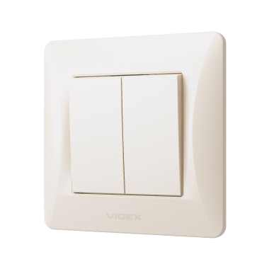 Вимикач двоклавішний кремовий VIDEX BINERA - фото №3