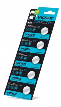 Батарейка літієва Videx CR1620 5шт BLISTER CARD