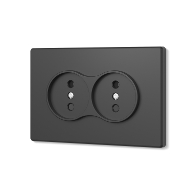 Double socket coal black VIDEX NOTA (VF-NT-SK2-BL) - photo