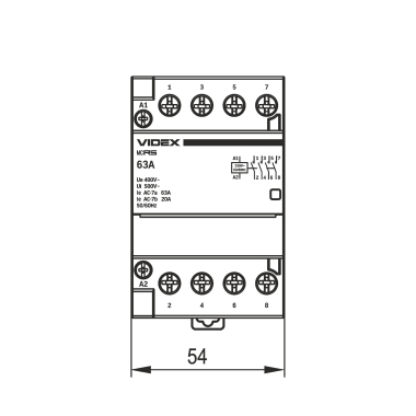 Модульний контактор 4п 63А 4НВ VF-RS-MC4O-63 VIDEX RESIST - фото №5