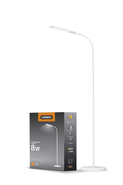 LED торшер підлоговий білий VIDEX TF0702W 8W 3000-5500K - фото