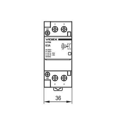 Модульний контактор 2п 63А 2НВ VF-RS-MC2O-63 VIDEX RESIST - фото №5