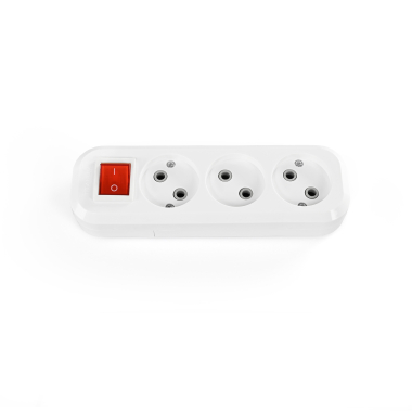 Extension Socket without grounding 3 outlets w/Switch White TITANUM STANDARD - photo