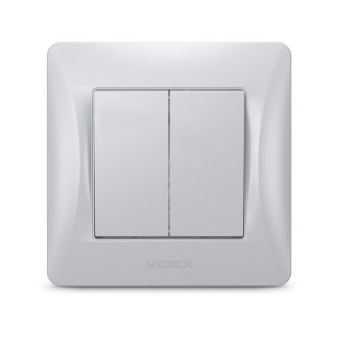 Вимикач двоклавішний срібний шовк VIDEX BINERA - фото №2