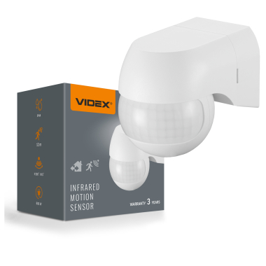 Датчик руху та освітленості VIDEX VL-SPW11W 220V 800W IP44 інфрачервоний білий - photo
