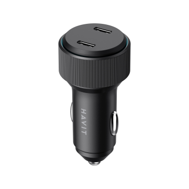 Автомобільний зарядний пристрій HAVIT HV-CC2014 60W 2xUSB-C Black - фото
