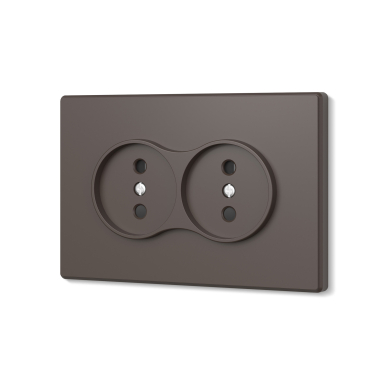Розетка подвійна без заземлення мокко VIDEX NOTA (VF-NT-SK2-BR) - фото